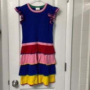 Hanna Andersson Sweater Dress Rainbow Ruffle Girls Size 150 (US 12) Blue